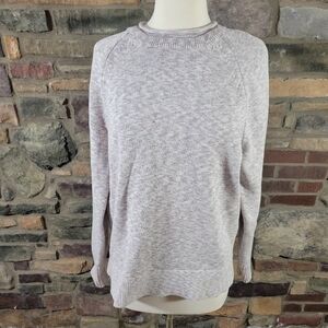 Lululemon Boxy Cotton Blend Pullover Sweater Lavender And White Size Small